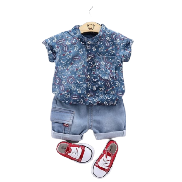 پیراهن و شلوارک نوزادی طرح ساحلی