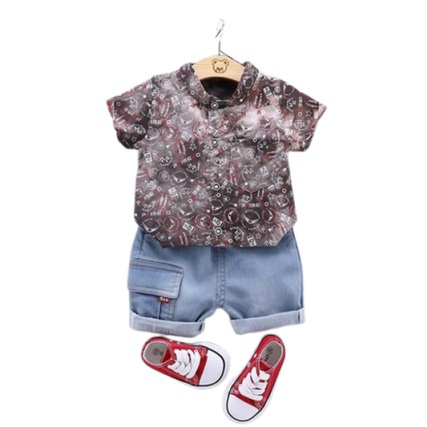 پیراهن و شلوارک نوزادی طرح ساحلی