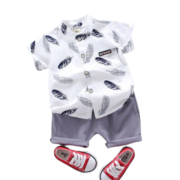 پیراهن و شلوارک نوزادی طرح پر