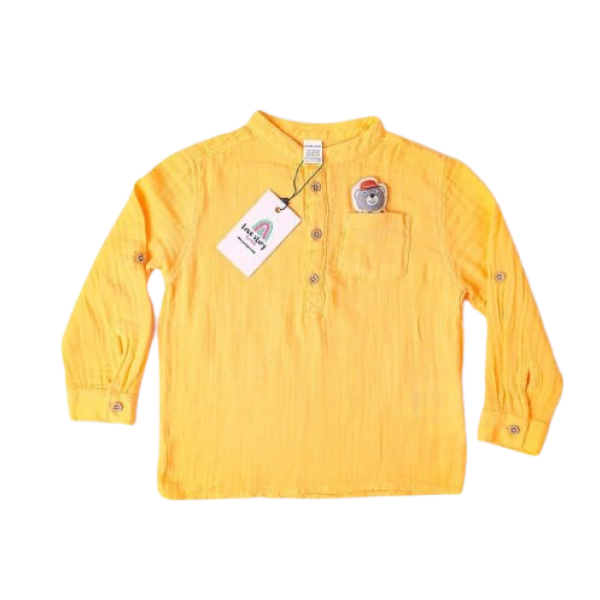 پیراهن نوزادی پسرانه آستین بلند سه دکمه