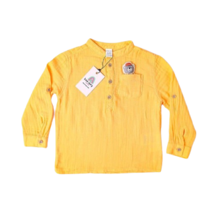 پیراهن نوزادی پسرانه آستین بلند سه دکمه